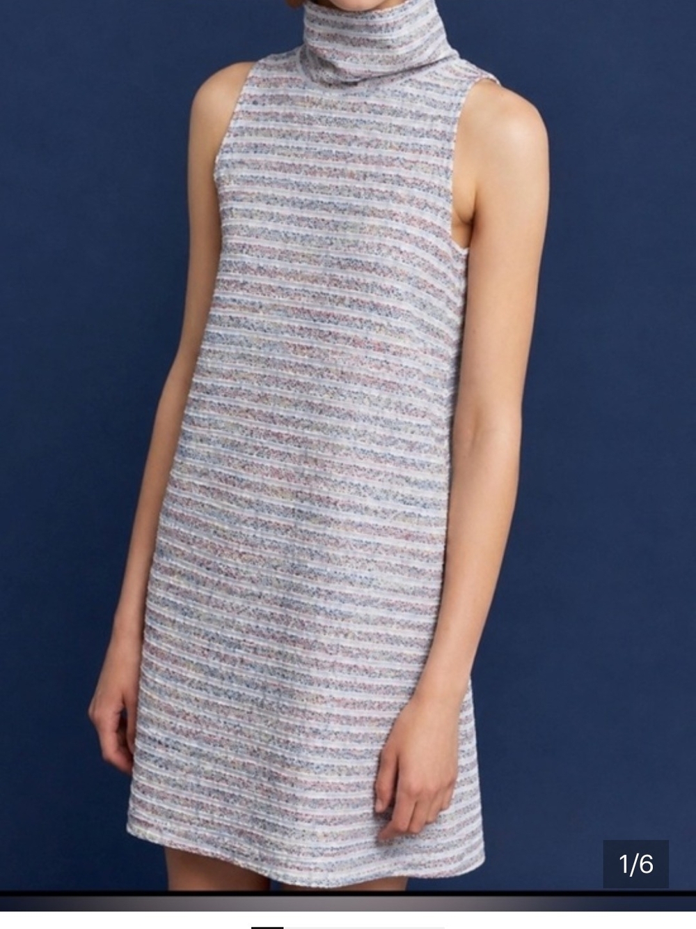 Anthropologie Akemi + Kin Striped Sleeveless Turtleneck Tunic Dress Size Large - Picture 2 of 6